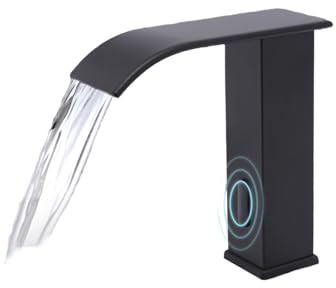 Infraröd sensor vattenkran badrum, automatisk badrumskran, beröringsfri tvättställskran, induktion tvättställsblandare, kran tvättställ med sensor, pip höjd 145 mm (svart)