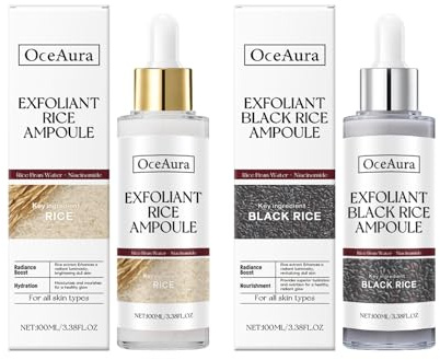 2 Stück Peel Shot Glow Rice Ampoule Duo Schwarzer und Weißer Reis als Peeling Sanftes Peeling für glatte Haut Milde Formel Geeignet für Trockene Fettige Und Empfindliche Haut