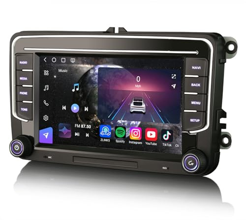 Qualcomm 8 Núcleos 8GB+128GB Android 14 Dab+ Radio Coche Estéreo para VW Amarok Caddy Passat B6 Golf 5/6 Tiguan Touran Jetta Seat Skoda GPS Navegador CarPlay Android Auto DSP WiFi Bluetooth 5.1 USB 4G