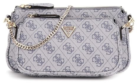 GUESS Umhängetasche Schultertasche Noelle II Double Pouch Crossbody Bag Slate Logo blau