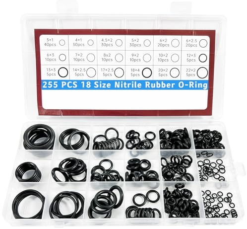 255 Pcs O Ring Kit, 18 Sizes Nitrile Rubber O-Ring Assortment Sealing Kit for Plumbing Automotive and Faucet Repair