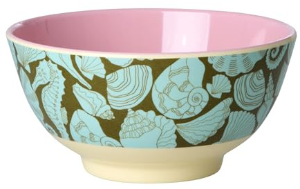 Rice Melamin Schüssel Schale mittelgroß - grün - Sea Shell Print