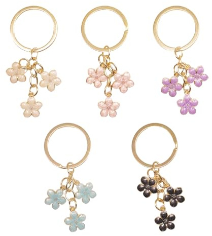 ZEMINRI 5 Pièces Porte Clef Fleur Porte Clé Cle Clef Voiture Accessoires Mignon Cadeau Femme Multicolore Esthétique Accessoires Auto Petit Cadeau pas Cher pour Maman Copine Sac à main Sac à dos