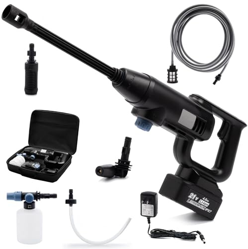 Gtremulent Idropulitrice a Batteria Portatile 1087PSI: Senza Filo con Batteria da 4.0Ah - Bocchetta regolabile a 3 livelli per una pulizia esterna versatile di auto/terrazze/giardini e vialetti