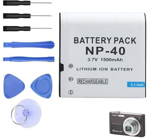 3,7 V 1500 mAh Hochleistungsakku, Kompatibel mit Casio NP-40，Z400, EX-Z Serie Camcordern und Kameras