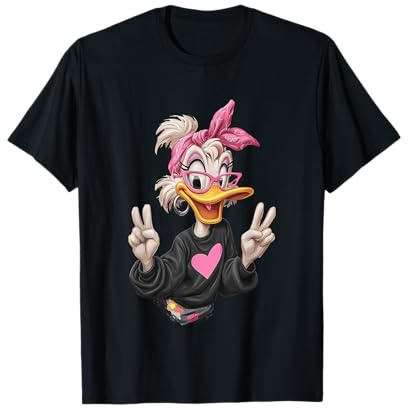 Élégant Bandana Rose Amusant de Dessin animé de Canard T-Shirt