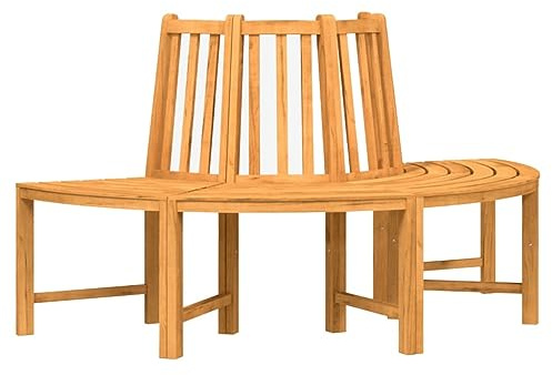 HFXHIJXQ Halbrunde Baumbank Teak 160x82x90 cm mit Rückenlehne Robustes Massivholz wetterfest für Garten Balkon und Terrassenecke