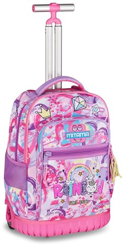 Mitama Zaino Trolley Run Maxi Rainbow, Spallacci a scomparsa, Bambini e Bambine, Tasca Porta Borraccia, Doppio uso, viola