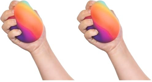 Moses. Happy Day Relax-Ball – Anti-Stressball in Regenbogenfarben, Durchmesser: ca. 6,7 cm, zum Kneten, Fühlen, Entspannen und Abreagieren (Packung mit 2)
