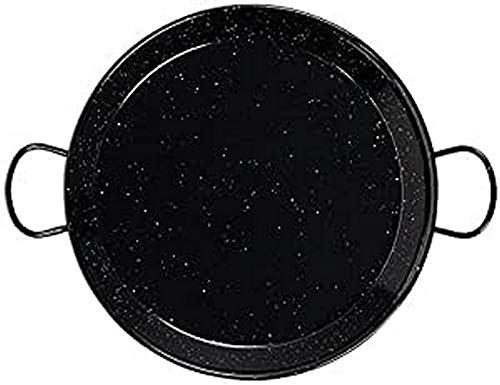 La Valenciana 32 cm Acero esmaltado sartén con 2 Asas, Negro