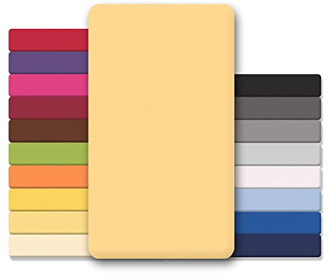 CelinaTex Jersey Topper Spannbettlaken Lucina 90x200-100x200cm Creme gelb 100% Baumwolle gekämmt bis 12cm Matratzenhöhe Spannbettbezug, Leintuch, Bettlaken, elastisch, Strech, Oeko-Tex
