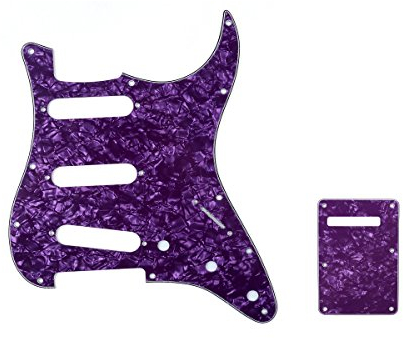 Musiclily SSS Strat Schlagbrett Pickguard und Tremoloabdeckung Back Plate Set für Fender American/Mexican Standard Stratocaster Modern Style E-Gitarre,4 lagig Purple Pearl