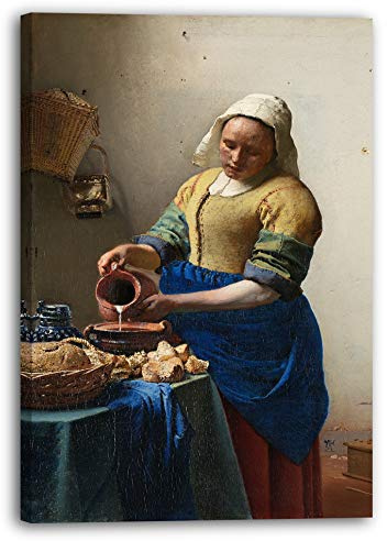 Printed Paintings Leinwand (60x80cm): Jan Vermeer - Das Milchmädchen (1658)