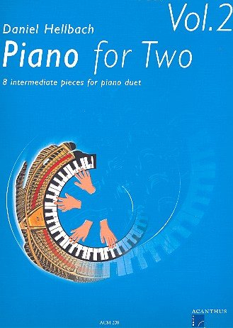 Acanthus Music - Piano für Zwei vol. 2-8: 8 mittelschwere Klavierstücke zu 4 Händen von Daniel Hellbach - Notenbuch mit bunter herzförmiger Notenklammer