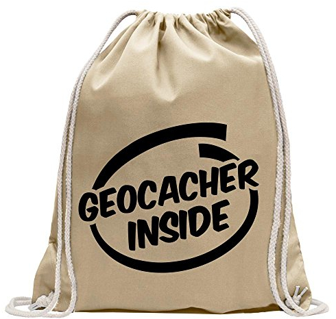 Kiwistar - Turnbeutel - natur - Geocacher inside - Fun Rucksack Sport Beutel Gymsack Baumwolle mit Ziehgurt
