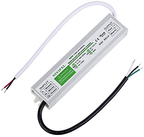 NIYIPXL LED Driver 60 W Waterproof IP68 Power Supply Transformer Adapter 90V-260V AC to 12V DC Low Voltage Output for LED Light Computer Project Outdoor Light and Any 12V DC LED Lights