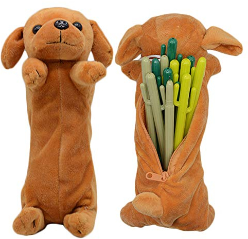 whatUneed 3D Hund Form Bleistift Federbeutel, niedliche weiche Plüschtier Geschenke für Kinder