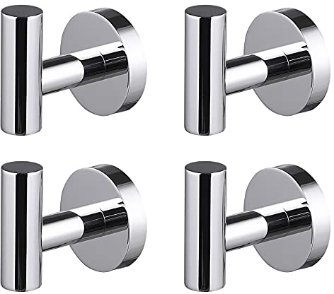 KES Ganchos para Pared 4 Piezas Ganchos para Colgar Toalla, Gancho Percheros Baño Acero Inoxidable Pulido, A2164DG-P4
