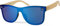 styleBREAKER Unisex Monoglas Nerd Sonnenbrille mit Bambus Bügeln und Polycarbonat Glas, Retro Style 09020112, Farbe:Gestell Hellbraun/Glas Blau verspiegelt