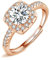 Josfeva Bague de Mariage Fiançailles avec Zircon Cubique 5A Carré Blanc, Femme Bague Ouverte Argent Fin 925 Plaquée Or Rose, Bague Réglable Hypoallergénique pour Femme Fille, Cadeau d'amour