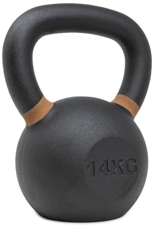 Strength Shop Kettlebell Gusseisen mit genormtem Griff, 1x 14 KG, Extrem Robust & Langlebig, Kugelhantel mit Gewichts-Farbmarkierung & Schwarzpulver-Beschichtung, ideal für Ganzkörpertraining