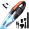 URAQT Aspirateur à Main, 120W, 2200mA Aspirateur à Main sans filRéduction d'humidité/Bruit Charge Rapide avec Filtre Lavable pour la Maison, la Voiture, la Table, Le Type Humide et Sec, Orange
