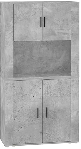 vidaXL Highboard, Sideboard mit viel Stauraum, Mehrzweckschrank Aktenschrank Wandmontage, Kommode Schrank für Wohnzimmer, Modern, Betongrau Holzwerkstoff