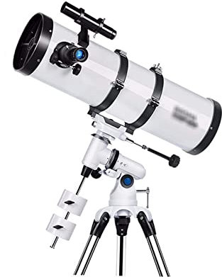 DERBUT Teleskop, Spiegelteleskop für Einsteiger, vollvergütete Glasoptik, höhenverstellbares Stativ, kompaktes und tragbares Reiseteleskop