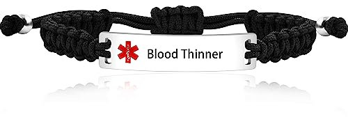 Uloveido Medizinisches Notfall-ID-Armband, lasergraviert, verstellbar, für Männer und Frauen, Notfall-Erste-Hilfe, handgefertigt, geflochten, Gesundheitswarnung, graviertes Armband, Y3944, 17 cm,