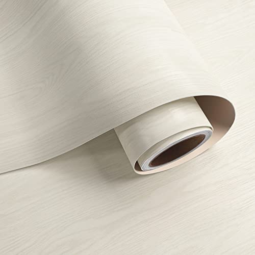 VaryPaper Papel Pintado Imitacion Madera Blanco Roto 40cmx800cm Papel Adhesivo para Muebles Papel para Forrar Muebles Adhesivo Papel Pintado pared Vinilico Papel Adhesivo para Armarios Mesa Encimera