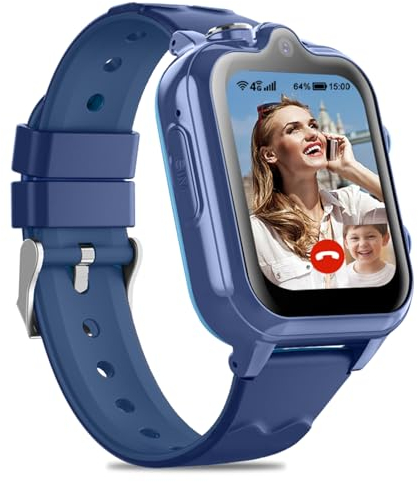 DDIOYIUR Smartwatch Bambini GPS 4G con WiFi Videochiamata SOS Camera Impermeabile Messaggio Sveglia Cronometro Modalità Classe Lettore Musicale Notifica Vibrazione Regalo per Ragazzi e Ragazze.