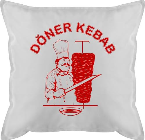 Kissen 50x50 - Karneval & Fasching - Original Döner Kebab Logo I Döner Kebap I Döner Geschenke - 50 x 50 cm - Weiß - karnevalskissen fasching- doner pillow karnevals carnevale doener faschings