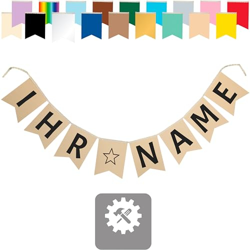 Wimpelkette mit Wunschtext Personalisierte Girlande mit Inschrift Namensbanner Namensfahne Geburtstagsbanner Kinderzimmer Babypartybanner als Geschenkidee Überraschung Geschenk für jeden Anlass