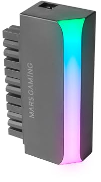 MARSGAMING MCA-L24, Adattatore ATX 24 Pin a 90°, Illuminazione 5V 3-Pin ARGB, Adattatore di Alimentazione per Scheda Madre, Installazione Plug & Play, Compatibilità Universale, Nero