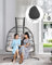 Mojia Hängesessel mit Gestell für 2 Personen, Twin Hängestuhl Indoor & Outdoor Mit Sitzkissen und Schutzhülle Rattan-Schaukel für Garten, Hinterhof und Pool-Seite Belastbar bis 250kg