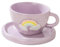 Soulnioi Keramik-Kaffeetasse, süßes Regenbogen-Cappuccino-Tasse und Untertassen-Set, 250 ml, Frühstück, Haferflocken, kreative Tee-Milch-Tasse als Geschenk, Violett