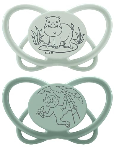 nip - Butterfly | 0-6 Monate | 2er Pack | Stillfreundlicher, zahnfreundlicher Babyschnuller inkl. Schnullerbox. Nachhaltiger Schnuller mit weichem Silikonsauger, Hellgrün/Türkis