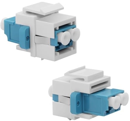 QIANRENON LC Fibre Optic Keystone Panel Jack Connector - Duplex Female to Female Socket Adapter for Wall Plate Patch Panel, White (2 Pcs)