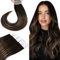 Hetto Tape Extensions Echthaar Balayage Tape in Extensions Echthaar Balayage Dunkelstes Braun to Licht Braun Seidig Gerade Invisible Tape Klebe Remy Haarverlangerung 20pcs 30g 30 cm #2/8/2