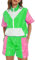 Generisch 80er 90er Jahre Outfit Damen Neon 80 Jahre Outfit Party Mädchen Neon Shirt 80s Aerobic Outfit Kleidung Mottoparty Outfit Damen Disco Kleid Fasching
