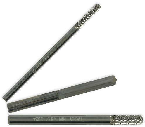 TIVOLY - Set Destructeur de Verrous - Lock Destroyer - 1 Foret Carbure Ø6mm + 2 Fraises Limes Carbure Ø4-6mm - Queue Cylindrique pour Meuleuse Droite