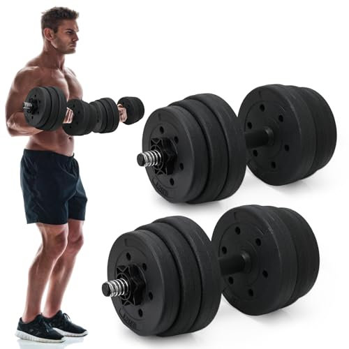 ACTIVE FOREVER 20KG Adjustable Dumbbell Set, Non-Rolling Design, Perfect for Strength Training, Weight Lifting, Bodybuilding, Home, Gym