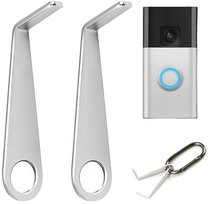 Video Doorbell Key Replacement Tool with Carabiner, 2 Pcs Doorbell Camera Opening Keys, Stainless Steel Resetter Compatible with Battery Doorbells (2024 Release)