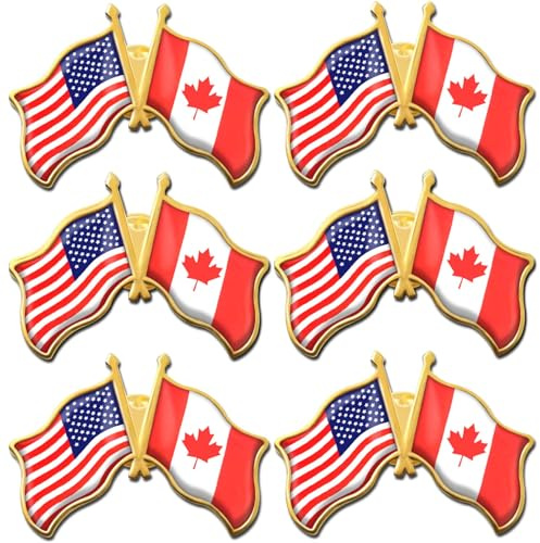 6/12/50/100 Pack Friendship -Canada American Flag Lapel pins Bulk Metal United States US USA CA Candian Lapel Pins Badge Souvenir For Hat Bag Travel Gifts