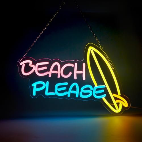 FITNATE Enseigne néon LED à luminosité réglable 41 x 25 cm, panneau arrière en acrylique transparent, parfait pour les fêtes d'été et la décoration d'intérieur