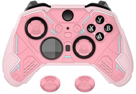 playvital Cover Skin per Xbox Elite Series 2 Core Controller, Custodia Silicone Antiscivolo Gommini per Xbox Elite Series 2 Joystick, Mecha Stellare, Rosa Pesca & Rosa Fiorito