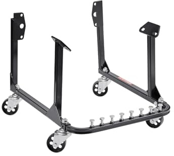 VEVOR Plataforma Elevadora Capacidad de Carga de 340 kg Soporte de Motor de Acero Resistente Forma U con 4 Ruedas Giratorias y 4 Posiciones de Gancho Apto para Motores BB-Chevy y SB-Chevy Gen-1