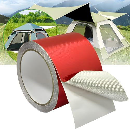 Iwinna Nastro di riparazione per telone, Heavy Duty Outdoor per tela, copertura barca, tenda, nastro di riparazione, impermeabile, resistente ai raggi UV, 8 cm x 8 m, rosso