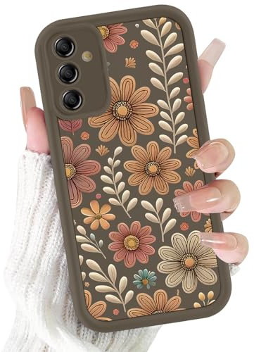 Foonary Handyhülle für Samsung Galaxy A25 5G Hülle 6,5, Schutzhülle mit Aesthetic Blumen Muster Design Herbst Cover, Weich Silikon TPU Stoßfest Kameraschutz Bumper Case for Samsung A25 5G, Braun