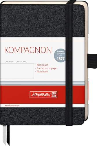 BRUNNEN Notizbuch Kompagnon Klassik | A6, unliniert, Stifthalter, schwarz
